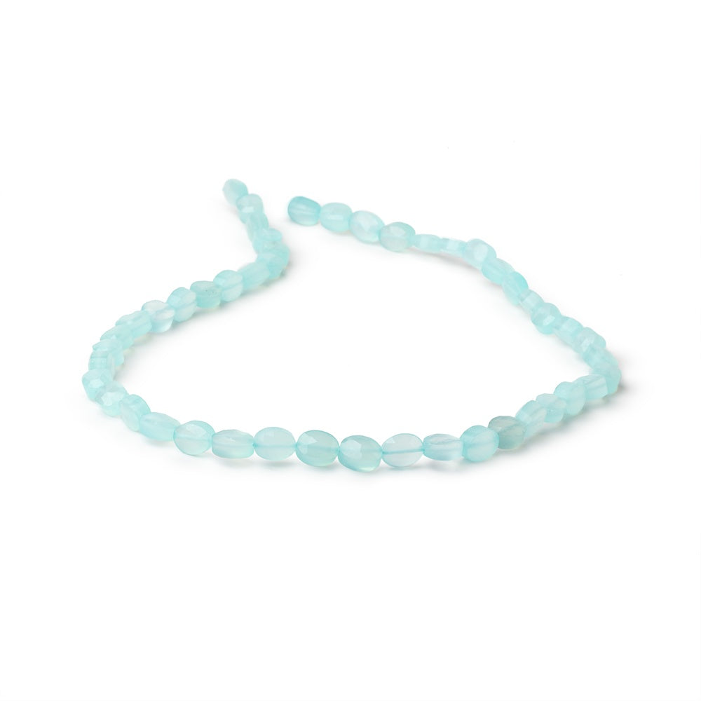 7x5mm Seafoam Blue Chalcedony Faceted Oval 13.5 inch 46 Beads - BeadsofCambay.com