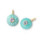 14mm Amazonite Carved Flower with Bezeled Pink Amethyst Inlay 1 Pendant - Beadsofcambay.com