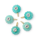 14mm Amazonite Carved Flower with Bezeled Pink Amethyst Inlay 1 Pendant - Beadsofcambay.com