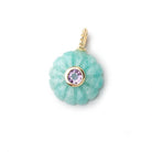 14mm Amazonite Carved Flower with Bezeled Pink Amethyst Inlay 1 Pendant - Beadsofcambay.com