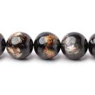 14mm Black Tourmaline in Muscovite Plain Rounds 15.5 inch 28 Beads - Beadsofcambay.com