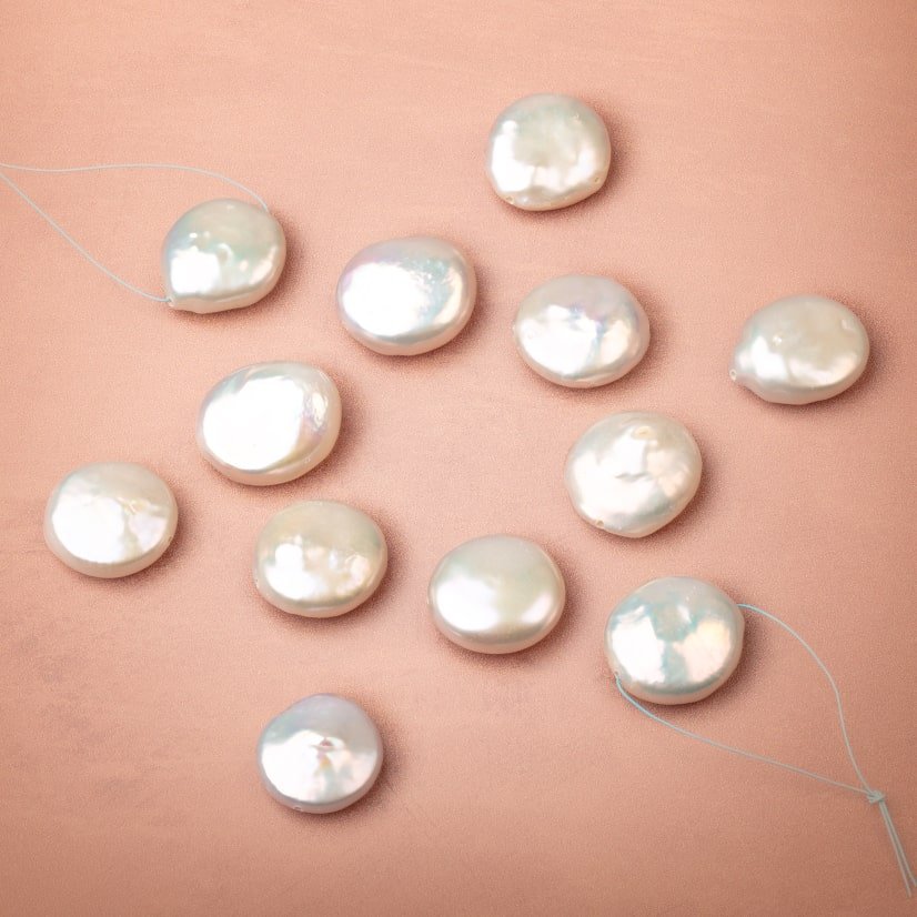14mm Creamy White Coin Freshwater Pearl Focal 1 piece - Beadsofcambay.com