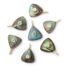 14mm Labradorite Triangle with Bezeled Aquamarine Inlay 1 Pendant - Beadsofcambay.com