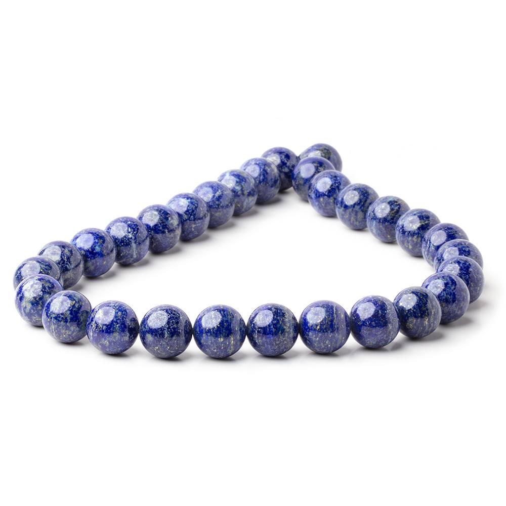14mm Lapis Lazuli Plain Rounds 16 inch 29 Beads 1mm Hole - Beadsofcambay.com