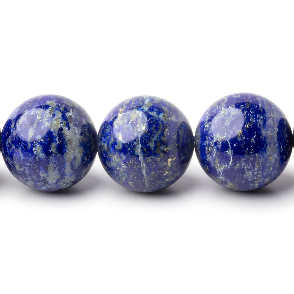 14mm Lapis Lazuli Plain Rounds 16 inch 29 Beads 1mm Hole - Beadsofcambay.com