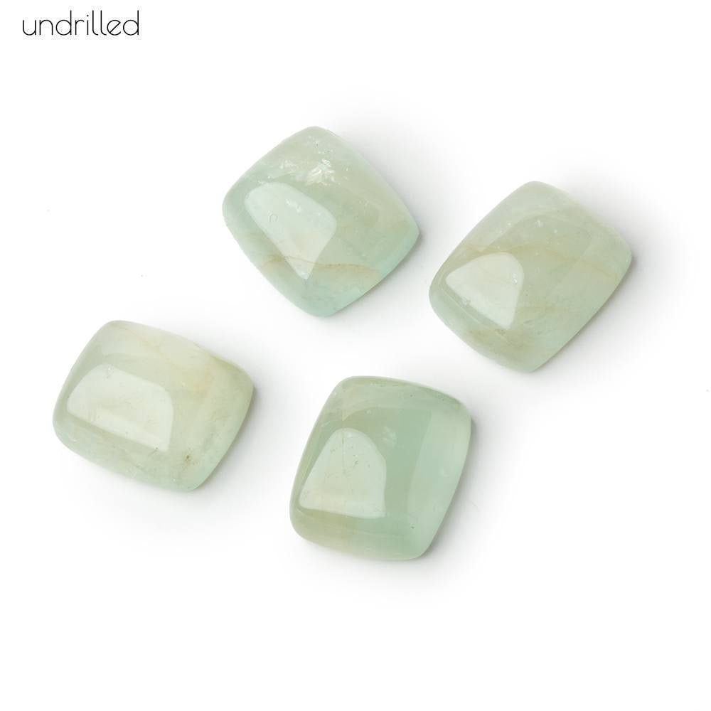 14x10mm Green Beryl Plain Cushion Cabochon Focal Beads - Undrilled - Beadsofcambay.com