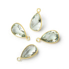 14x10mm Vermeil Bezel Prasiolite Pavilion Faceted Pear Pendant 1 piece - Beadsofcambay.com
