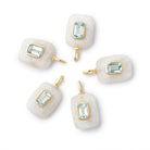 14x11mm Rainbow Moonstone Rectangle with Bezeled Aqua Inlay 1 Pendant - Beadsofcambay.com