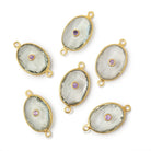 14x11mm Vermeil Bezel Prasiolite Oval with Bezel Amethyst Inlay 1 Connector - Beadsofcambay.com