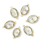 14x11mm Vermeil Bezel Prasiolite Oval with Bezel Topaz Inlay 1 Connector - Beadsofcambay.com