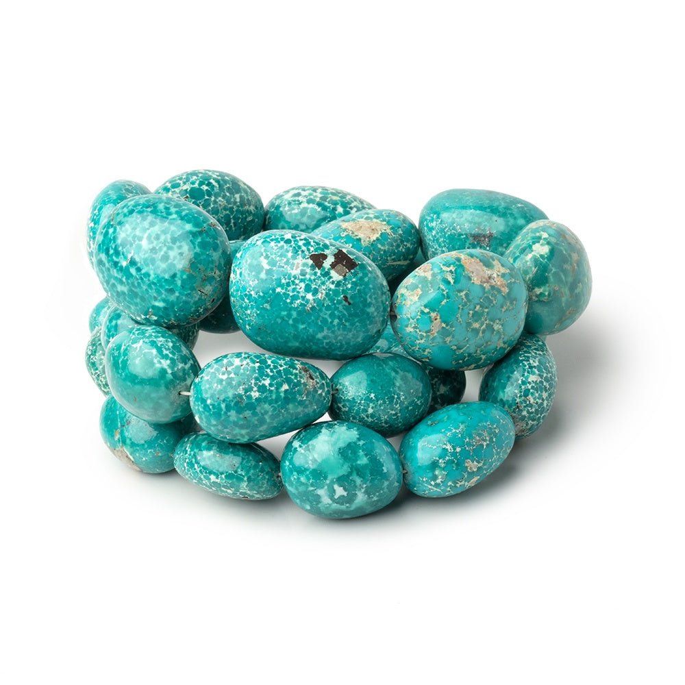 14x12 - 20x17mm Mongolian Turquoise Plain Nugget 18 inch 27 Beads AA - Beadsofcambay.com