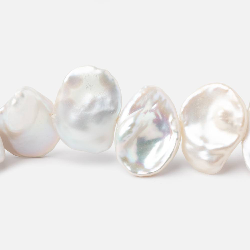 14x12 - 22x17mm Cream Side Drill Keshi Freshwater Pearls 16 inch 32 Beads - Beadsofcambay.com