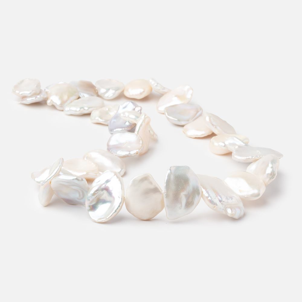 14x12 - 22x17mm Cream Side Drill Keshi Freshwater Pearls 16 inch 32 Beads - Beadsofcambay.com