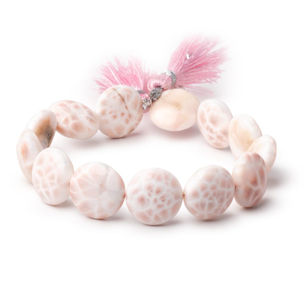 15 - 15.5mm Natrolite Plain Coin Beads 7.5 inch 13 pieces - Beadsofcambay.com