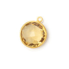15 - 16.5mm Vermeil Bezel Whiskey Quartz Faceted Coin Pendant 1 piece - Beadsofcambay.com
