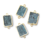 15 - 16mm Gold Leafed Kyanite Rectangular Slice Focal 1 Connector - Beadsofcambay.com