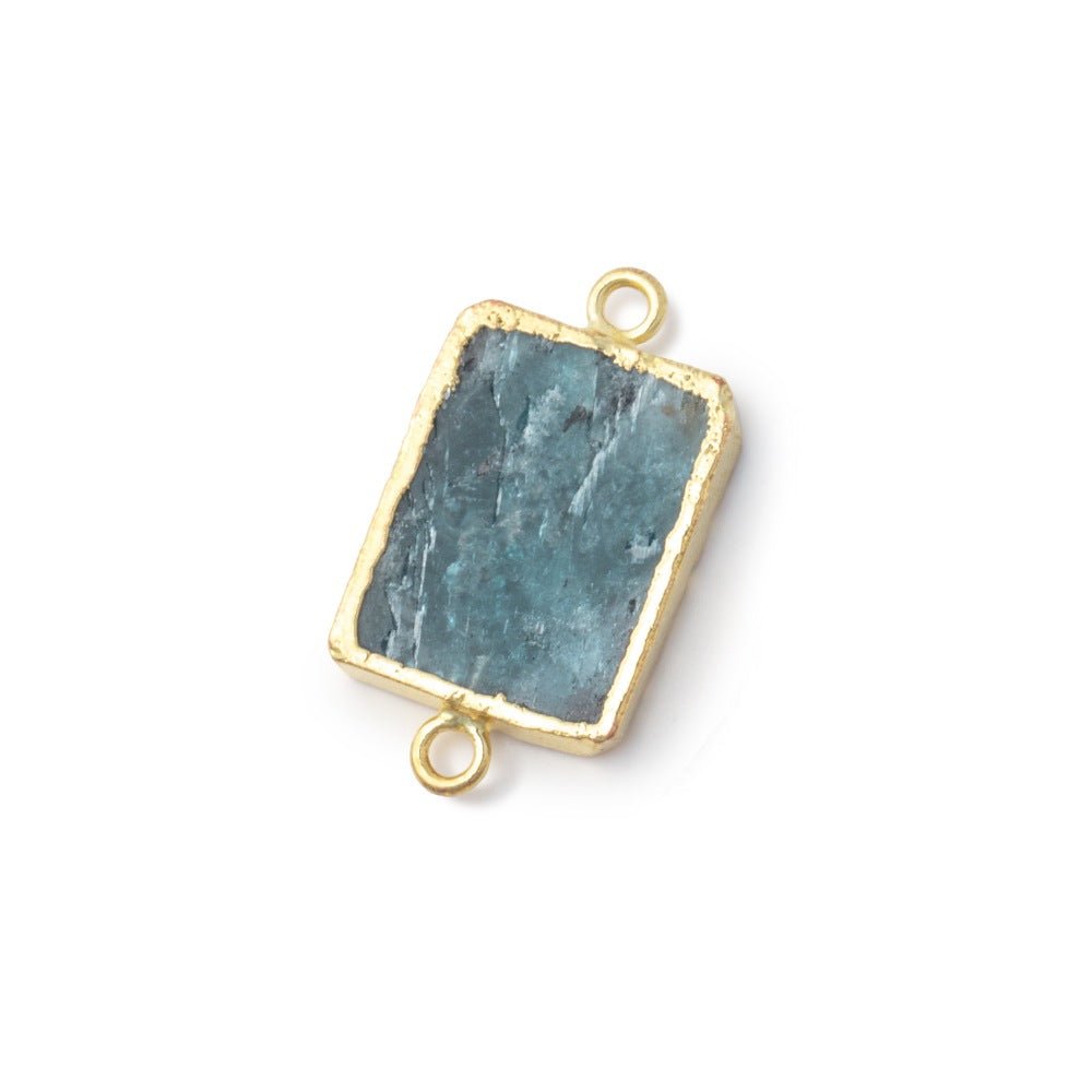 15 - 16mm Gold Leafed Kyanite Rectangular Slice Focal 1 Connector - Beadsofcambay.com