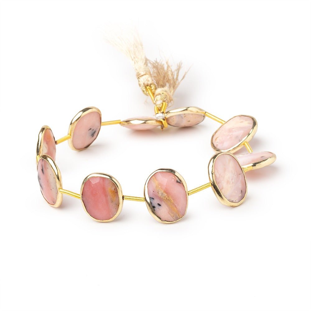 15 - 16mm Vermeil Bezel Pink Peruvian Opal Faceted Nugget Strand 10 Beads - Beadsofcambay.com