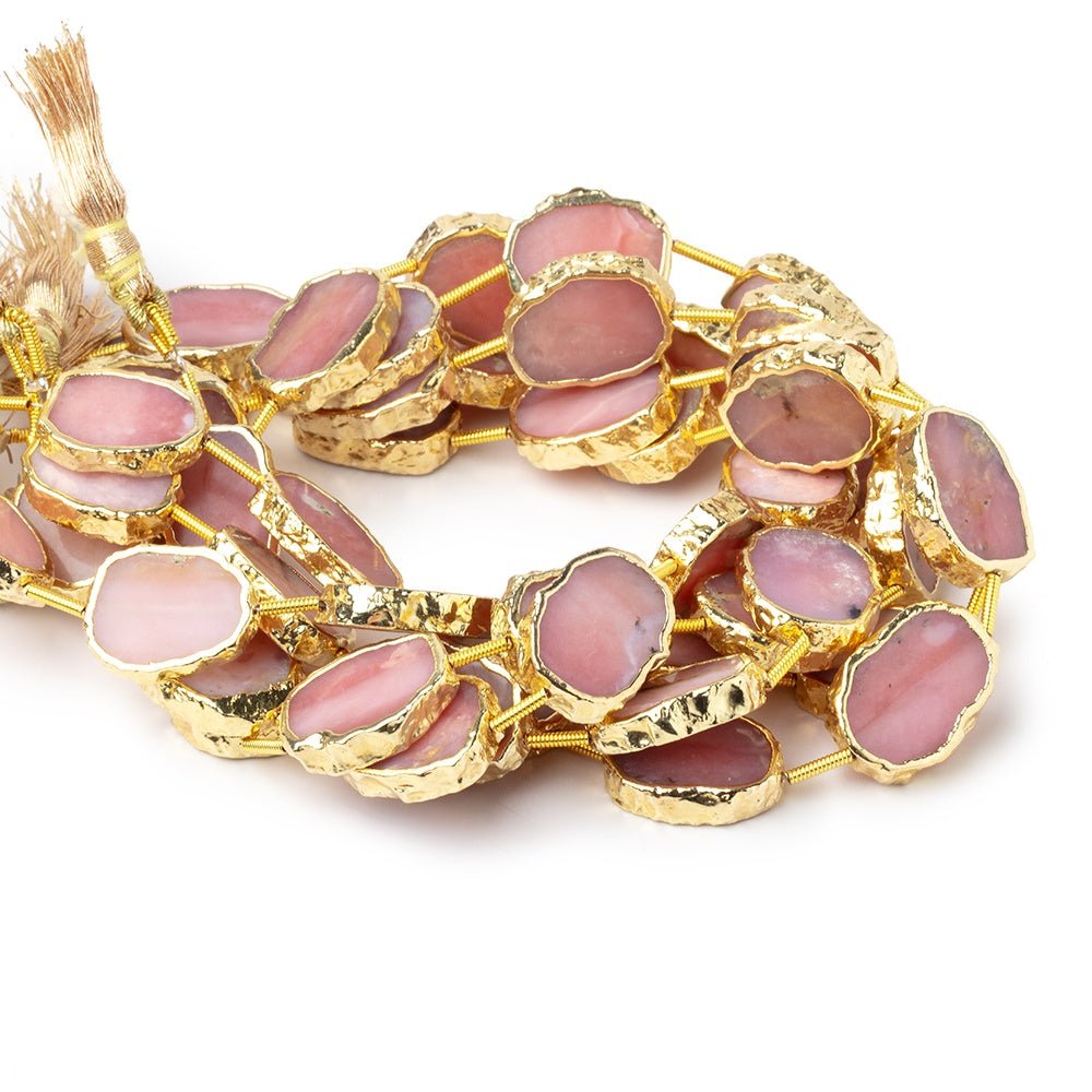 15 - 17mm Gold Leaf Pink Peruvian Opal Plain Slice Strand 10 Beads - Beadsofcambay.com
