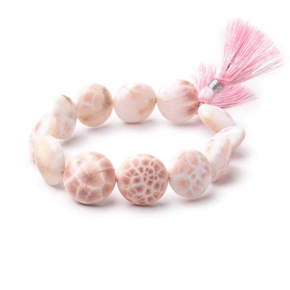 15 - 17mm Natrolite Plain Coin Beads 7.5 inch 12 pieces - Beadsofcambay.com