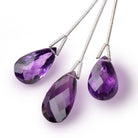 15 - 19mm Amethyst Pavilion Faceted Pear Set of 3 Focal Beads - Beadsofcambay.com