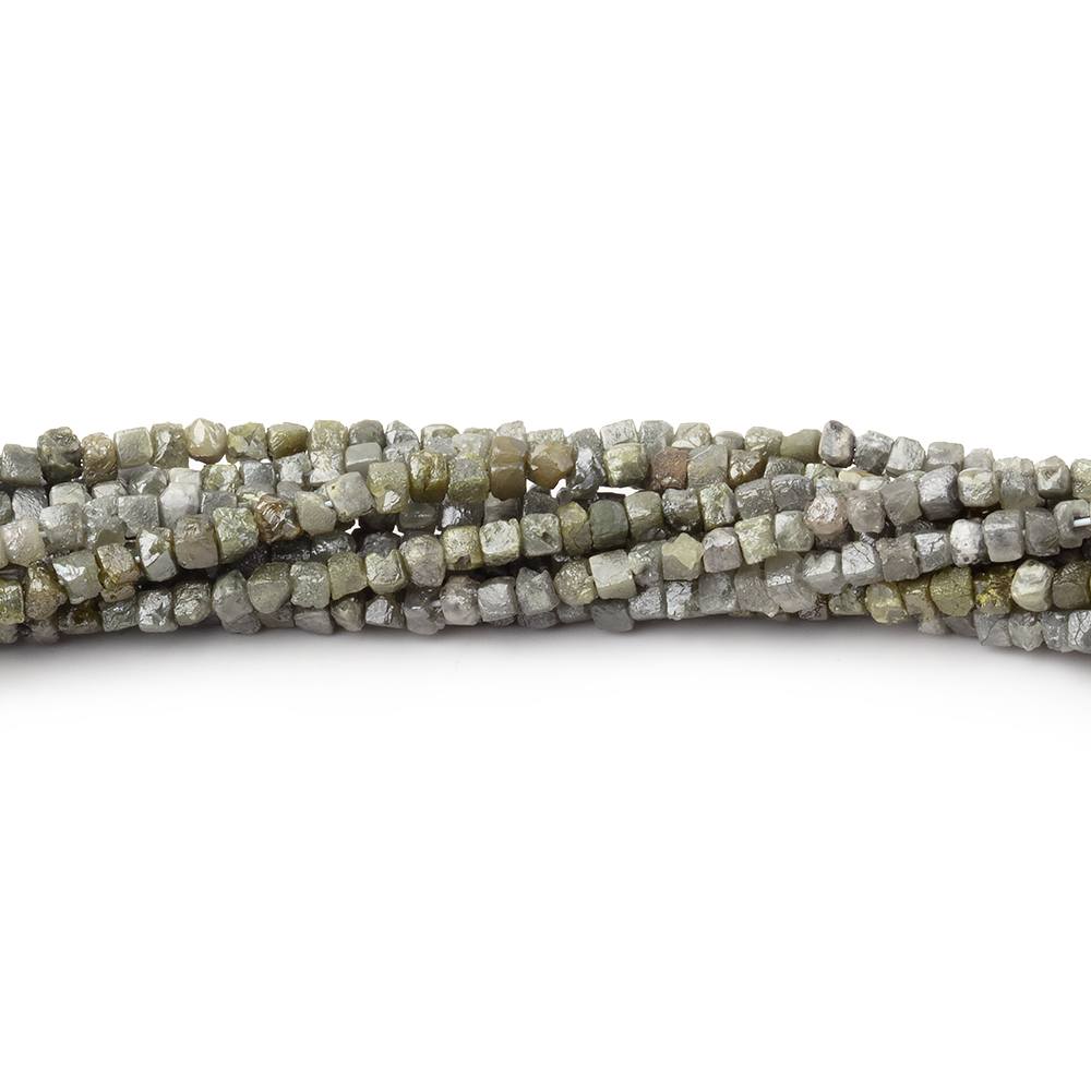 1.5 - 2.5mm Greenish Gray Raw Diamond Cube Beads 15 inch 230 pieces - Beadsofcambay.com
