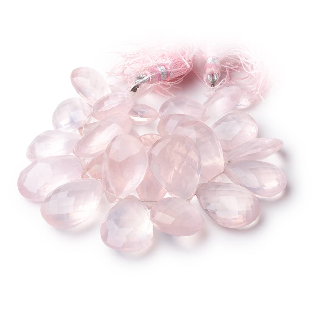 15-25mm Rose Quartz Faceted Pear Beads 5.5 inch 27 pieces AA - Beadsofcambay.com