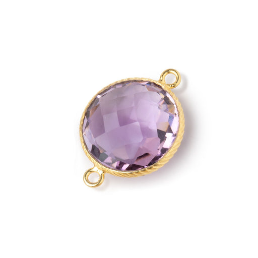 16.5mm Vermeil Rope Bezel Pink Amethyst Faceted Coin Connector 1 piece - BeadsofCambay.com