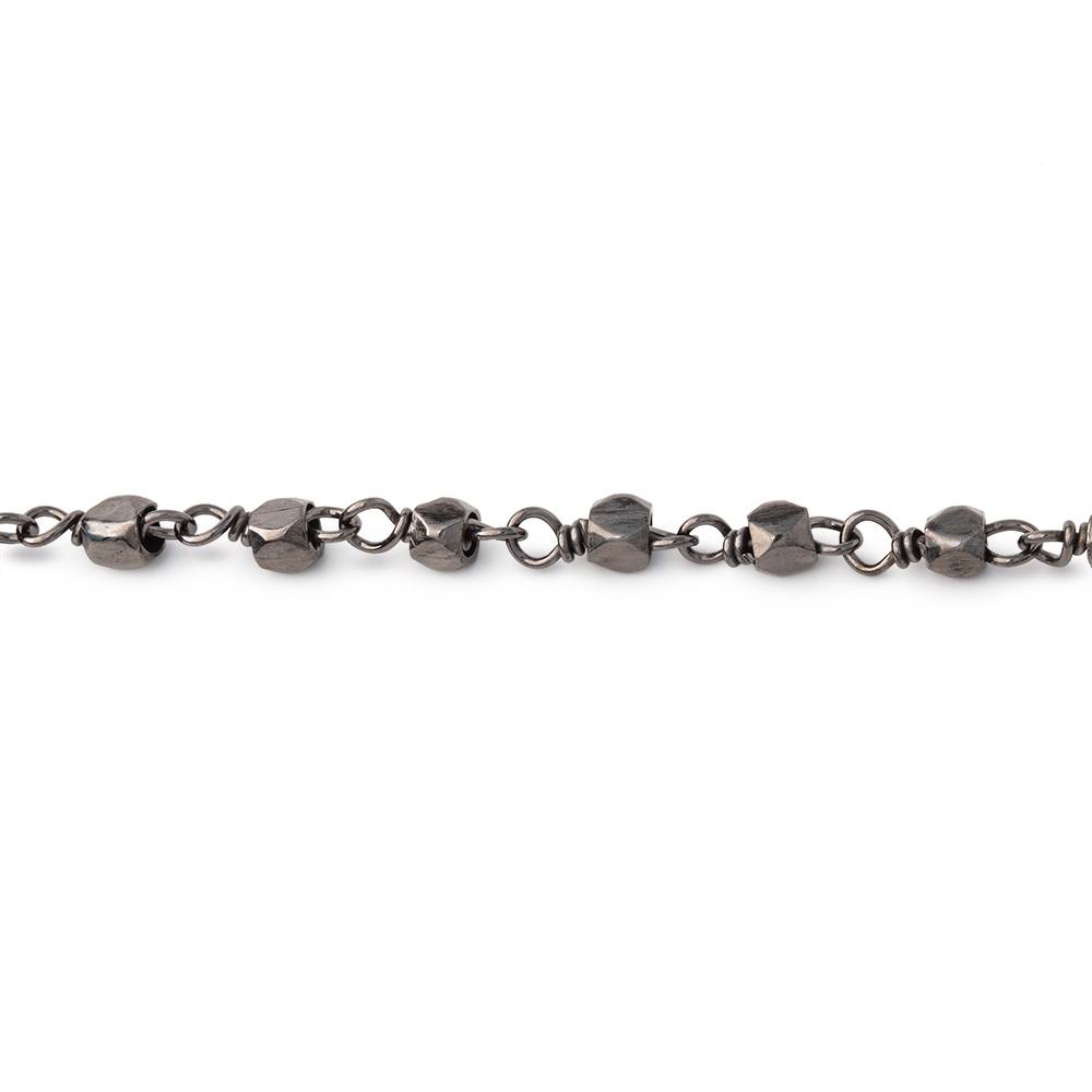 3mm Black Gold plated Hand Polished Nuggets on Black Gold plated Chain - BeadsofCambay.com