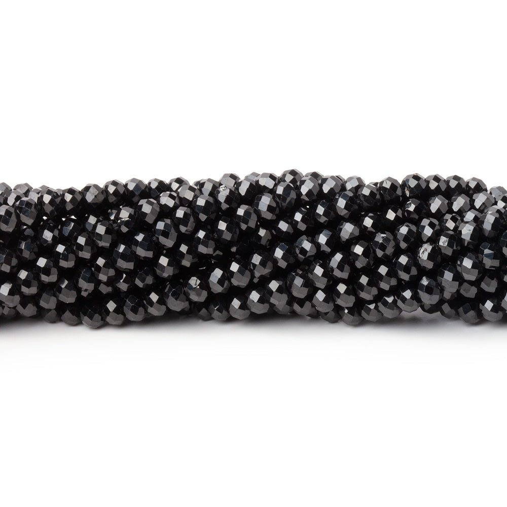 3mm Black Spinel Micro Faceted Rondelles 12.5 inch 130 Beads AAA - BeadsofCambay.com