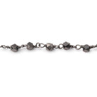 3mm Black Gold plated Copper Faceted Nuggets on Black Gold plated Chain - BeadsofCambay.com