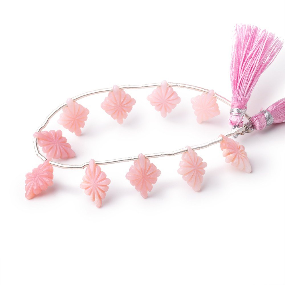 15.5 - 16.5mm Pink Peruvian Opal Carved Kite Beads 6.5 inch 10 pieces - Beadsofcambay.com