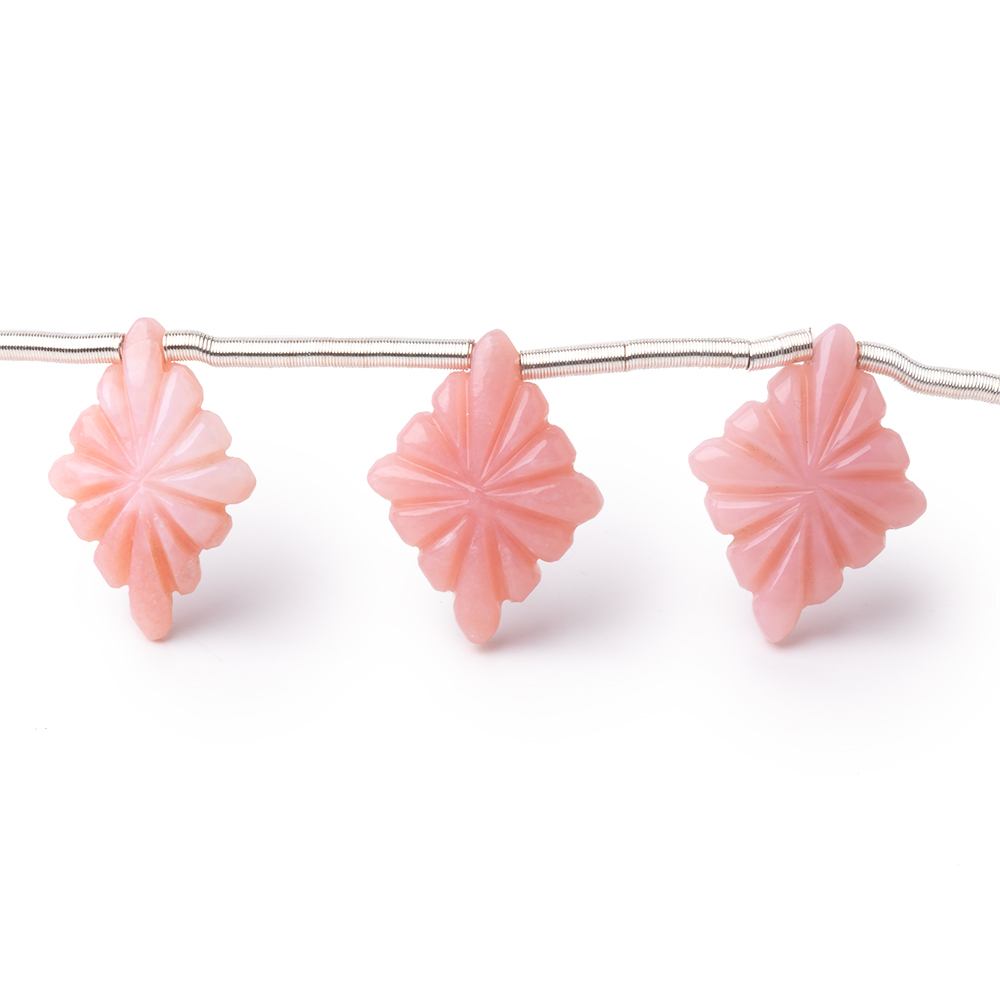 15.5 - 16.5mm Pink Peruvian Opal Carved Kite Beads 6.5 inch 10 pieces - Beadsofcambay.com