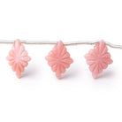 15.5 - 16.5mm Pink Peruvian Opal Carved Kite Beads 6.5 inch 10 pieces - Beadsofcambay.com