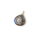 15.5mm Labradorite Heart with Bezeled Aquamarine Inlay 1 Pendant - Beadsofcambay.com