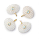 15.5x21.5mm Rainbow Moonstone Carved Oval with Bezel Aqua Inlay Pendant - Beadsofcambay.com