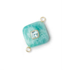 15mm Amazonite Cushion with Bezeled Aquamarine Inlay 1 Connector - Beadsofcambay.com