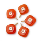 15mm Carnelian Cushion with Bezeled White Topaz Inlay 1 Pendant - Beadsofcambay.com