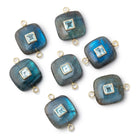 15mm Labradorite Cushion with Bezeled Aqua Inlay 1 Connector - Beadsofcambay.com