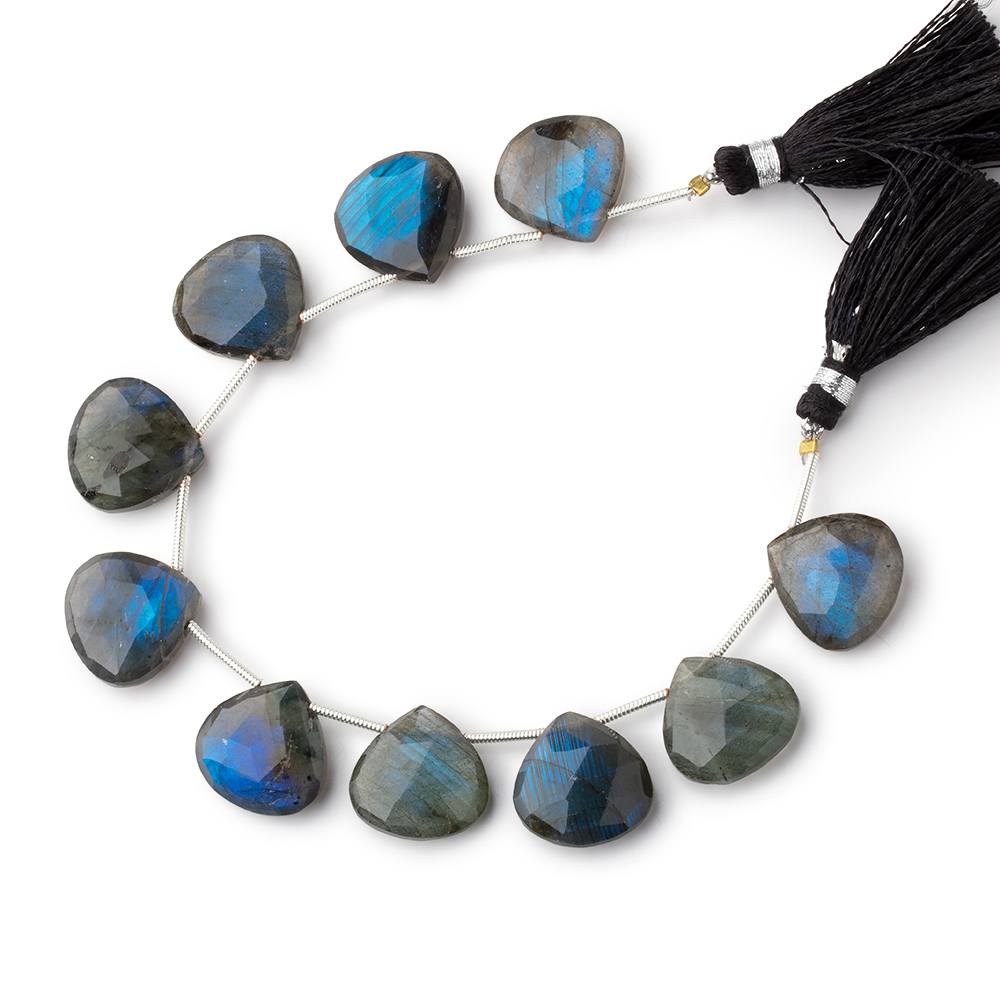 15mm Labradorite Faceted Heart Beads 6 inch 10 pieces - Beadsofcambay.com