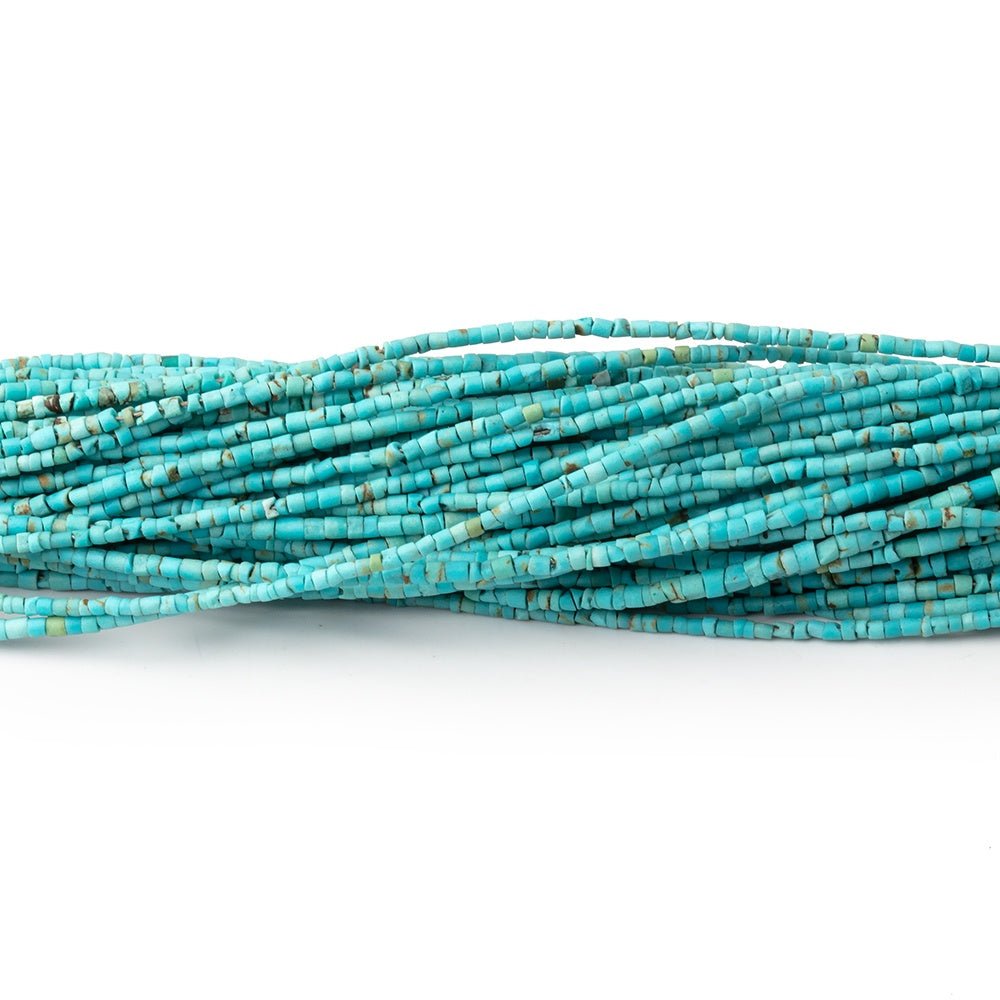 1.5mm Turquoise Howlite Hand - Cut Plain Tube Beads 11 inch 235 pieces - Beadsofcambay.com