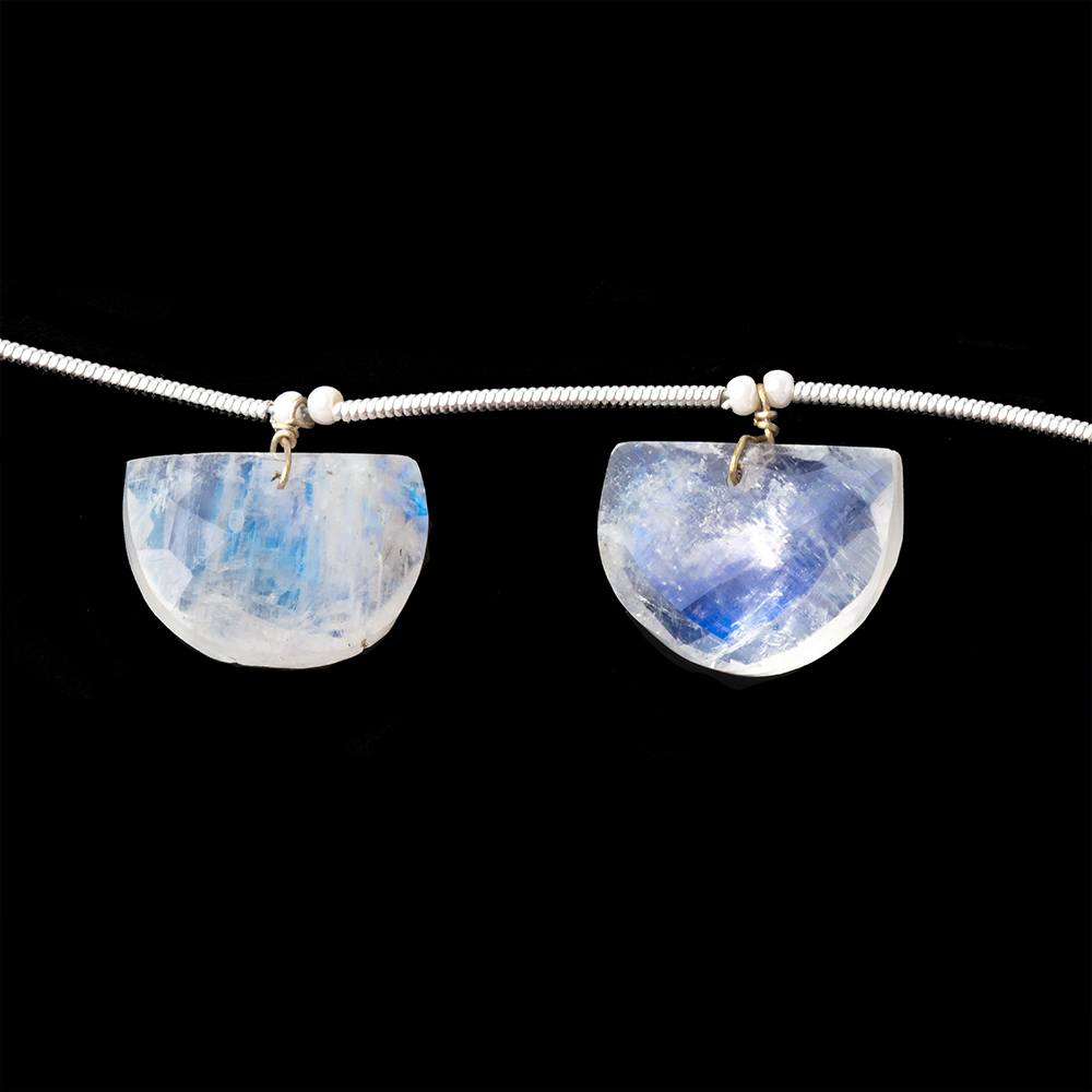 15x11-16x12mm Rainbow Moonstone Faceted Half Moon Beads 6 inch 7 pieces - Beadsofcambay.com