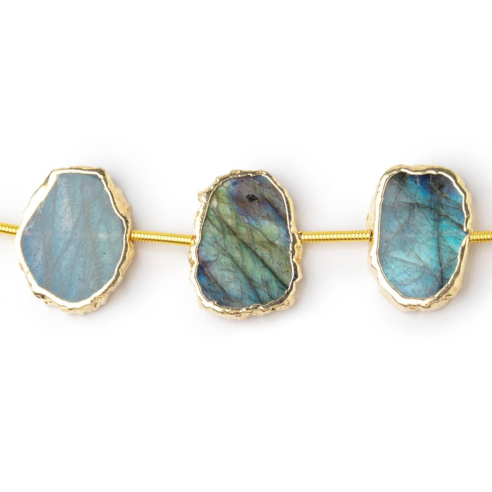 15x11 - 17x12mm Gold Leafed Labradorite Slice Strand 10 pieces - Beadsofcambay.com