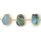 15x11 - 17x12mm Gold Leafed Labradorite Slice Strand 10 pieces - Beadsofcambay.com