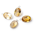 15x11mm Sterling Silver Bezel Citrine Pavilion Faceted Oval Pendant 1 piece - Beadsofcambay.com