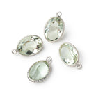 15x11mm Sterling Silver Textured Bezel Prasiolite Pavilion Faceted Oval 1 Pendant - Beadsofcambay.com
