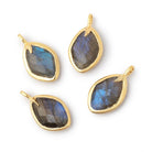 15x11mm Vermeil Bezel Labradorite Faceted Marquise 1 Pendant - Beadsofcambay.com