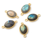 15x11mm Vermeil Bezel Labradorite Oval Cabochon 1 Connector - Beadsofcambay.com