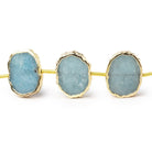 15x12 - 17x13mm Gold Leaf Aquamarine Plain Slice Strand 11 Beads - Beadsofcambay.com