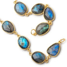 15x12 - 17x13mm Labradorite Faceted Nugget Vermeil Bezel Chain 26 inch Lot - Beadsofcambay.com